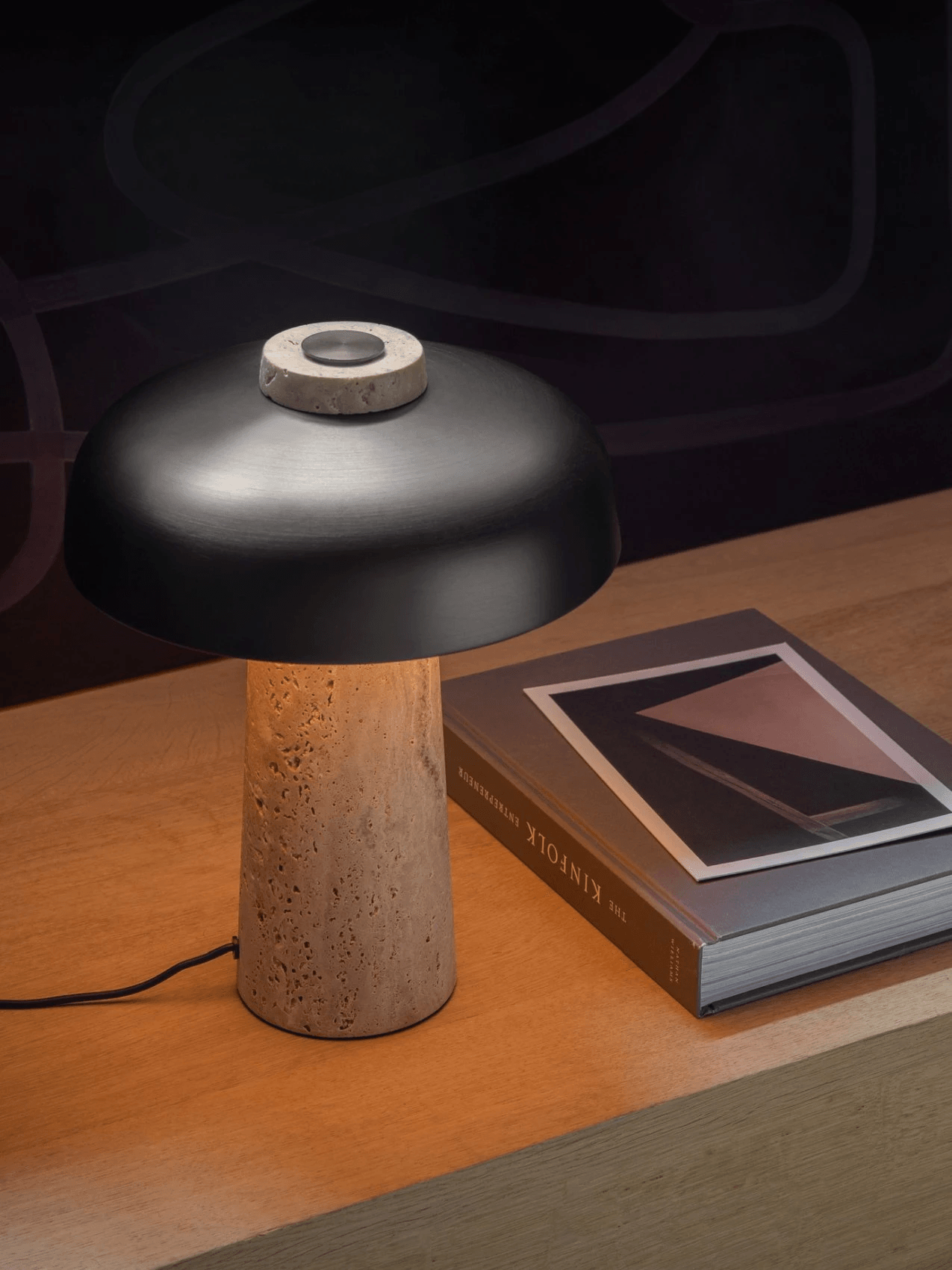 Travertine Halo Table Lamp