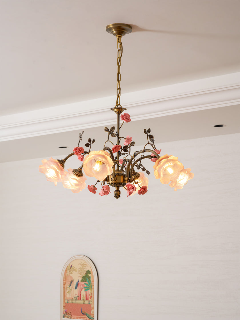 MAGNOLINA Copper Glass Petal Chandelier