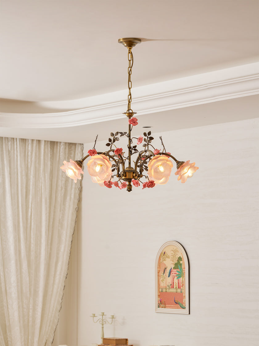MAGNOLINA Copper Glass Petal Chandelier