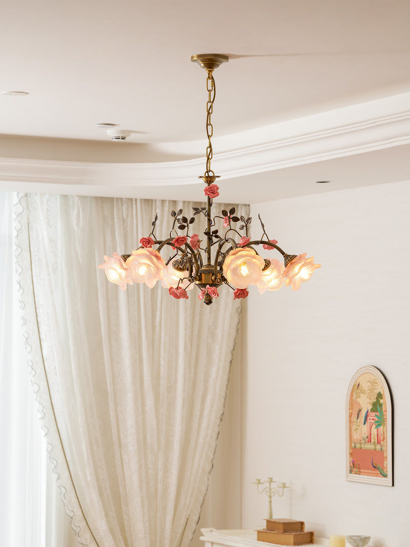 MAGNOLINA Copper Glass Petal Chandelier