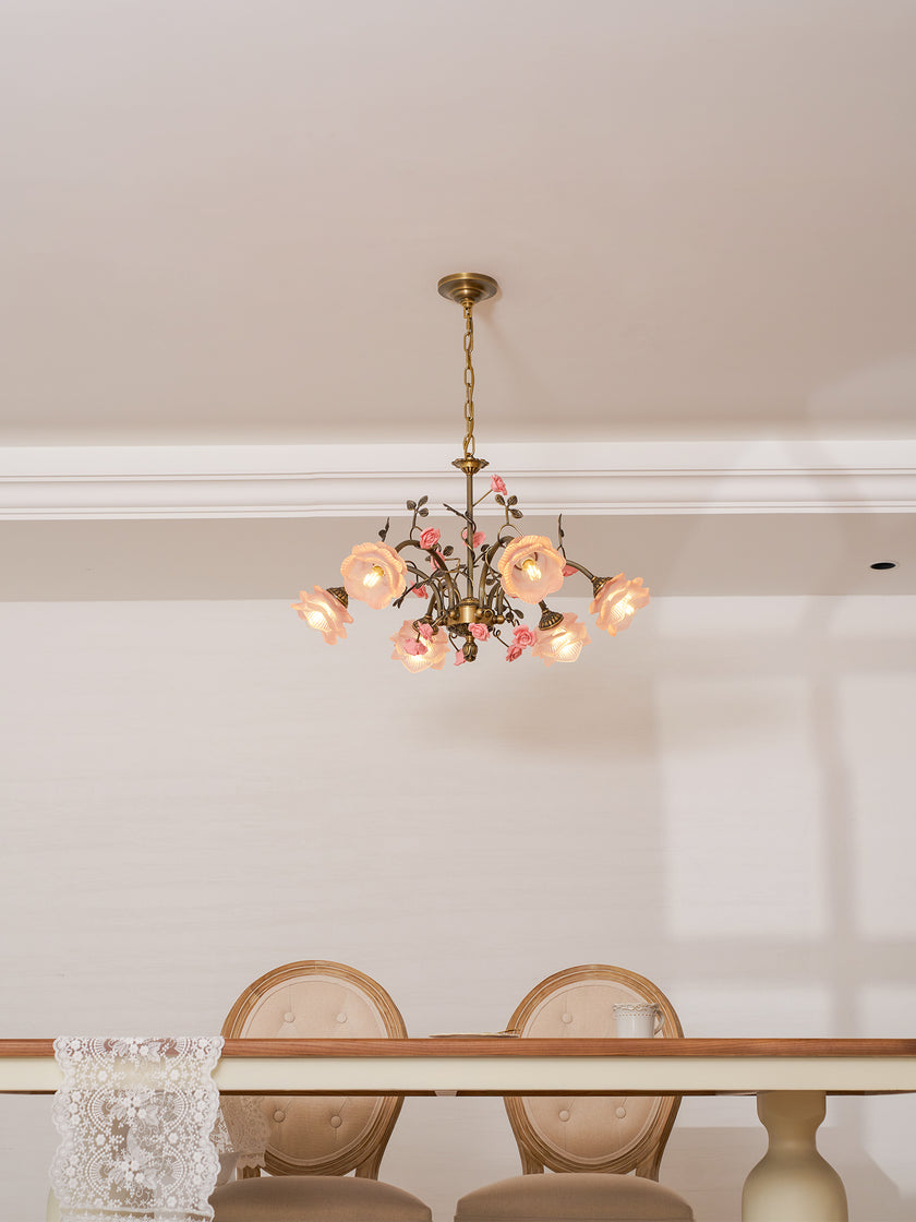 MAGNOLINA Copper Glass Petal Chandelier