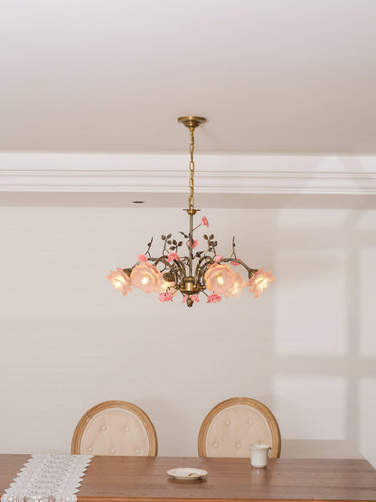 MAGNOLINA Copper Glass Petal Chandelier
