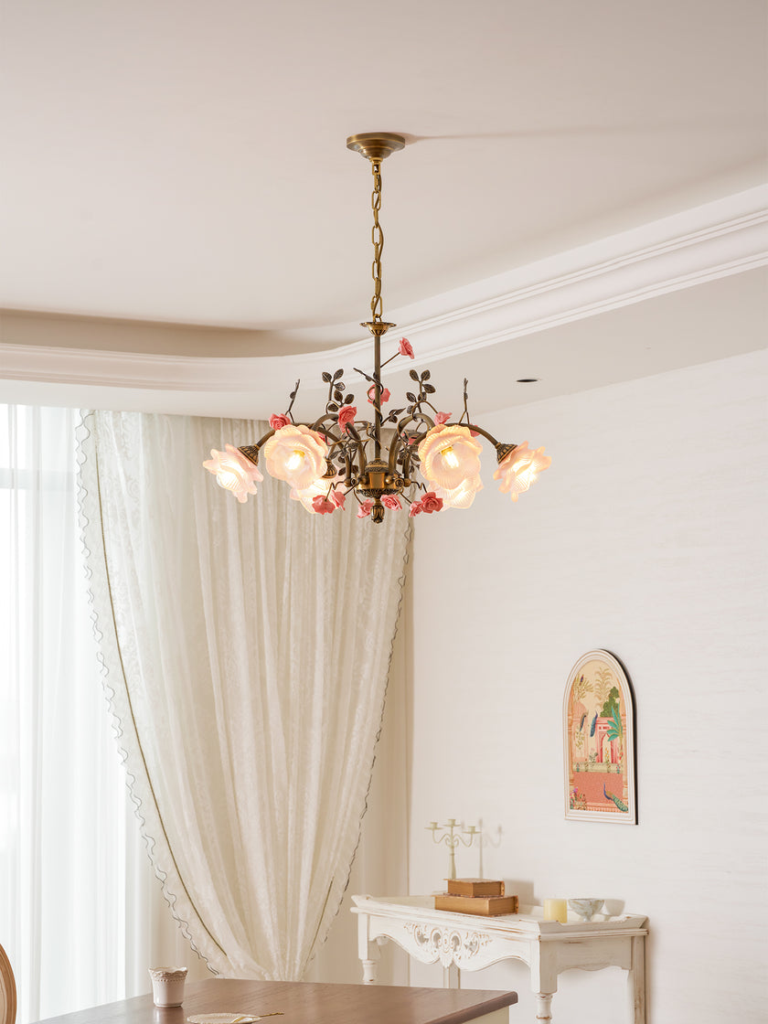 MAGNOLINA Copper Glass Petal Chandelier