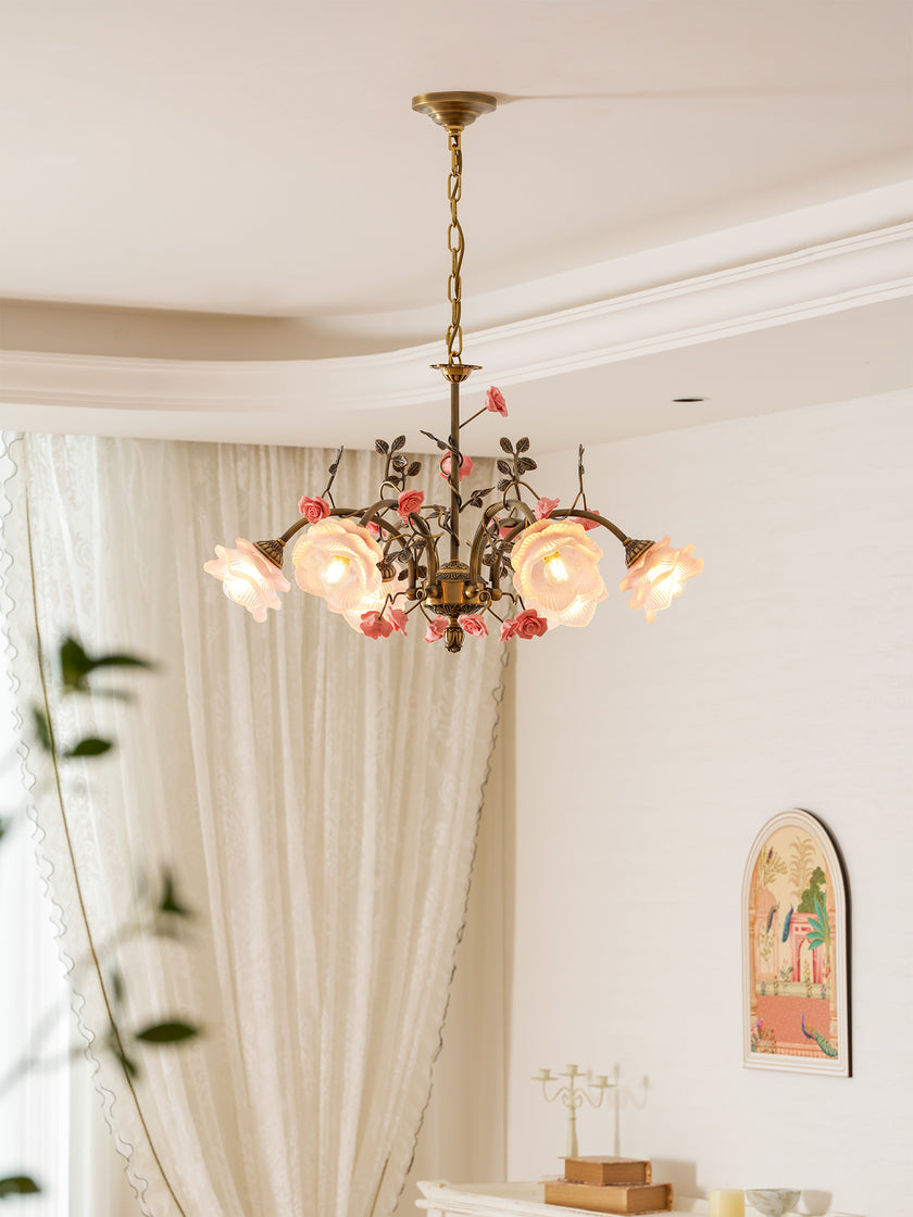 MAGNOLINA Copper Glass Petal Chandelier