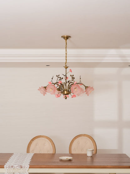 MAGNOLINA Copper Glass Petal Chandelier