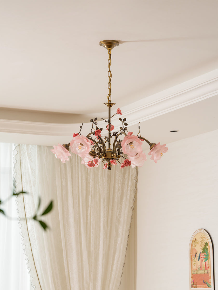 MAGNOLINA Copper Glass Petal Chandelier