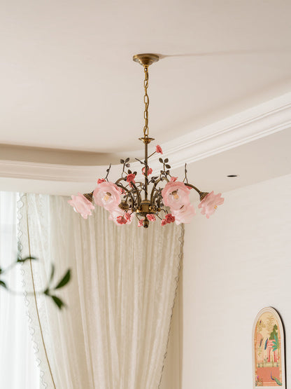 MAGNOLINA Copper Glass Petal Chandelier