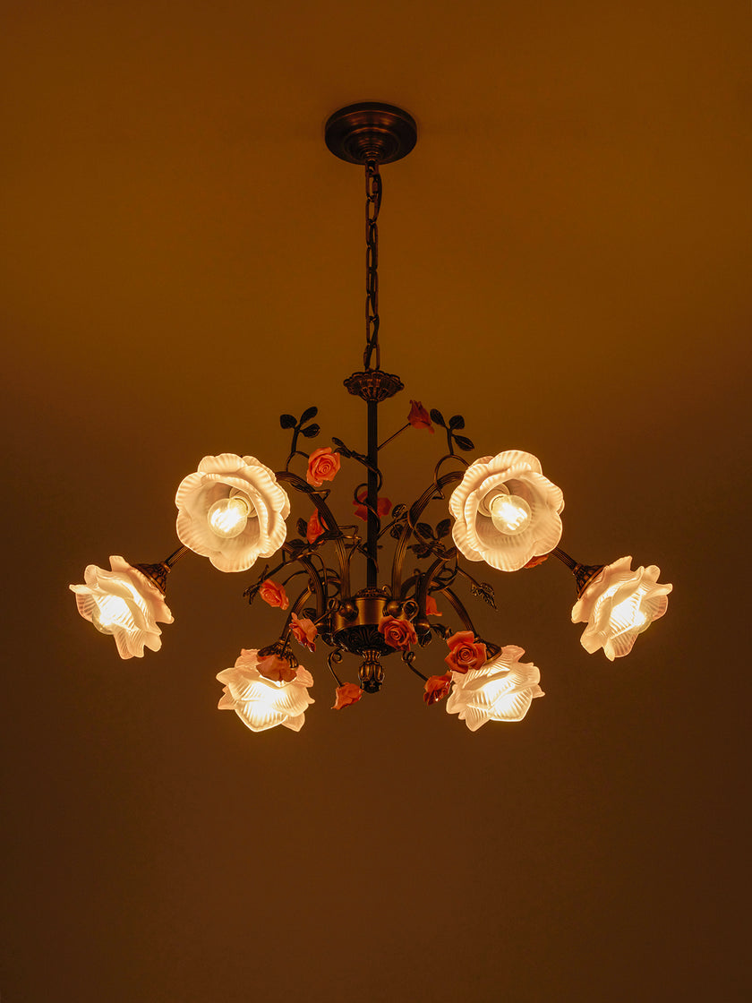 MAGNOLINA Copper Glass Petal Chandelier