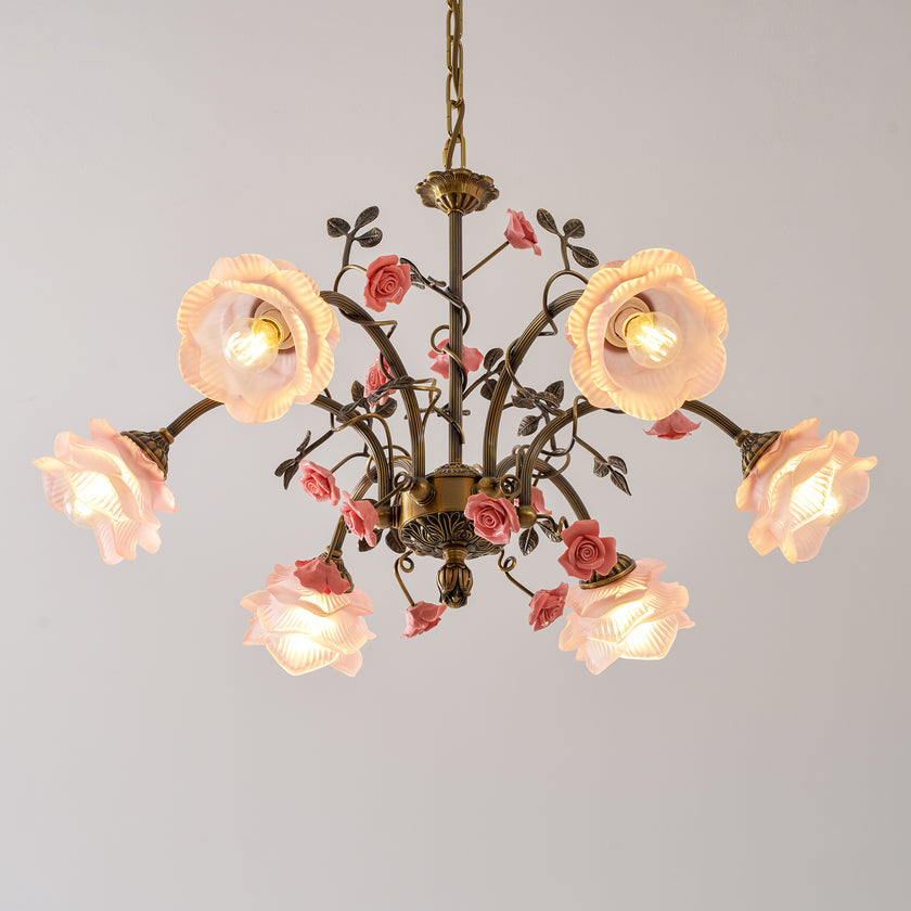 MAGNOLINA Copper Glass Petal Chandelier