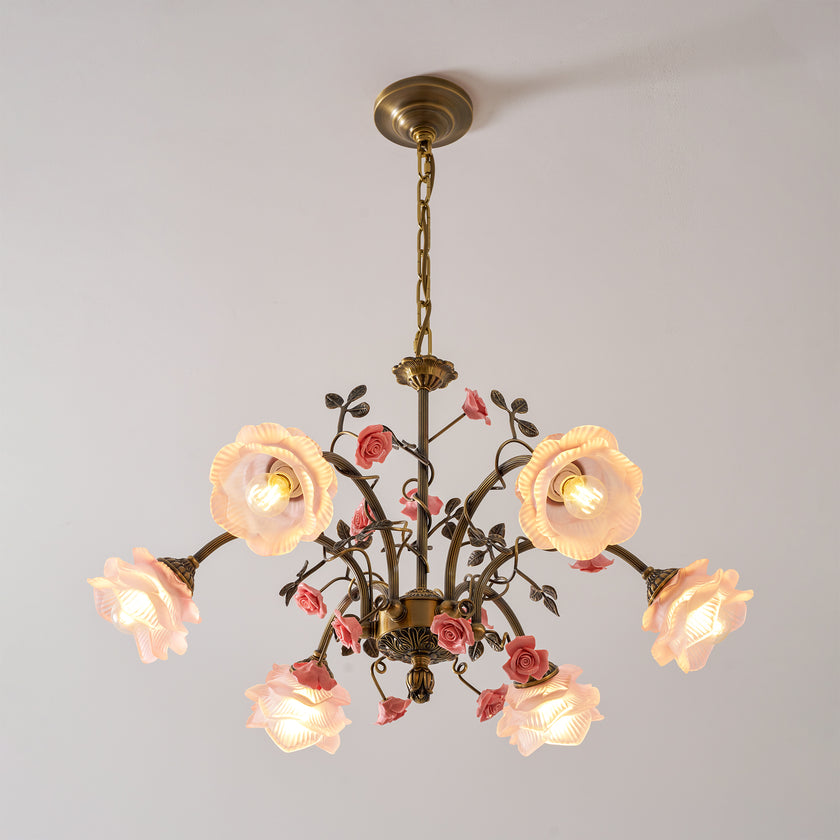 MAGNOLINA Copper Glass Petal Chandelier