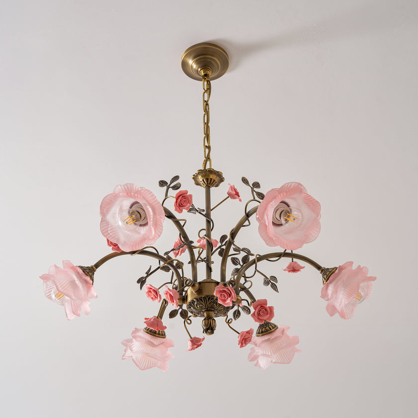 MAGNOLINA Copper Glass Petal Chandelier