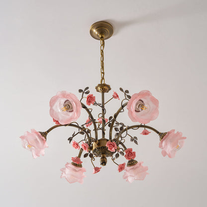 MAGNOLINA Copper Glass Petal Chandelier