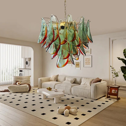 Aurora Leaf Art Glass Chandelier