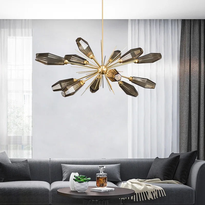 FUMELLA Smoky Glass Gold Chandelier