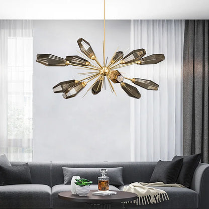 FUMELLA Smoky Glass Gold Chandelier
