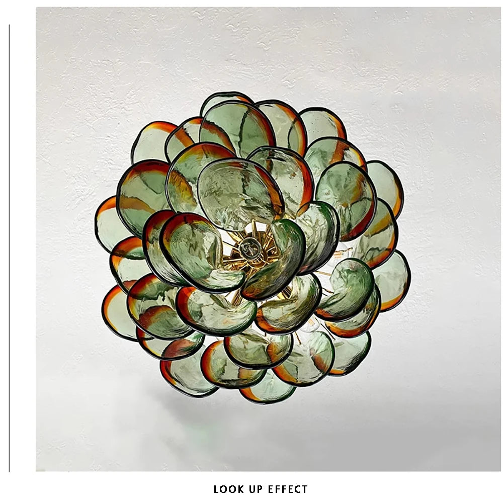 Aurora Leaf Art Glass Chandelier