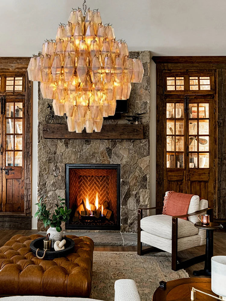 AURORA Gem Cascade Glass Chandelier
