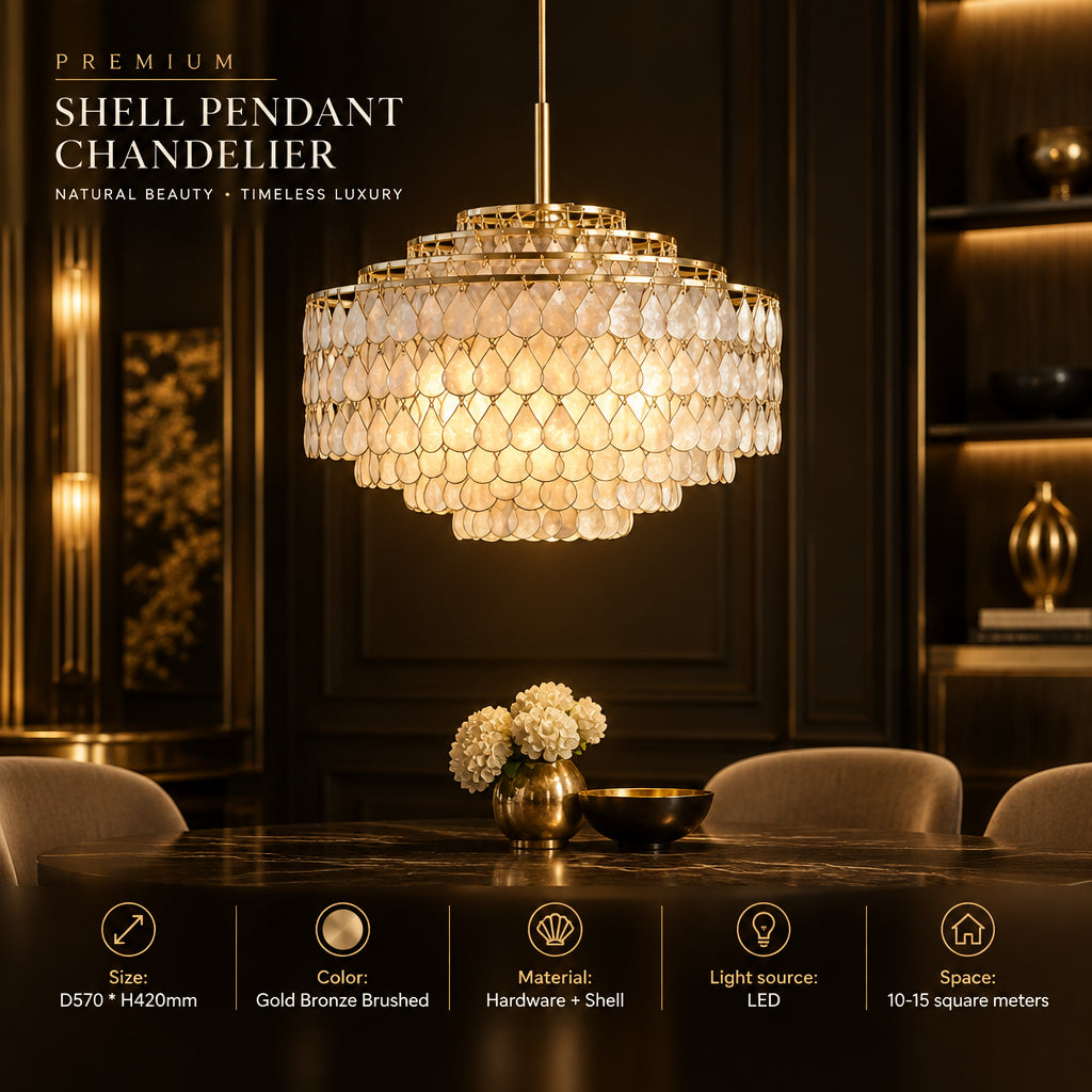 VENERELLA Tiered Shell Chandelier