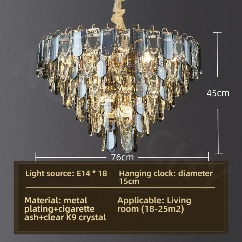 Lustro Cascade Crystal Feather Chandelier