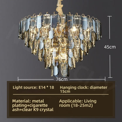 Lustro Cascade Crystal Feather Chandelier