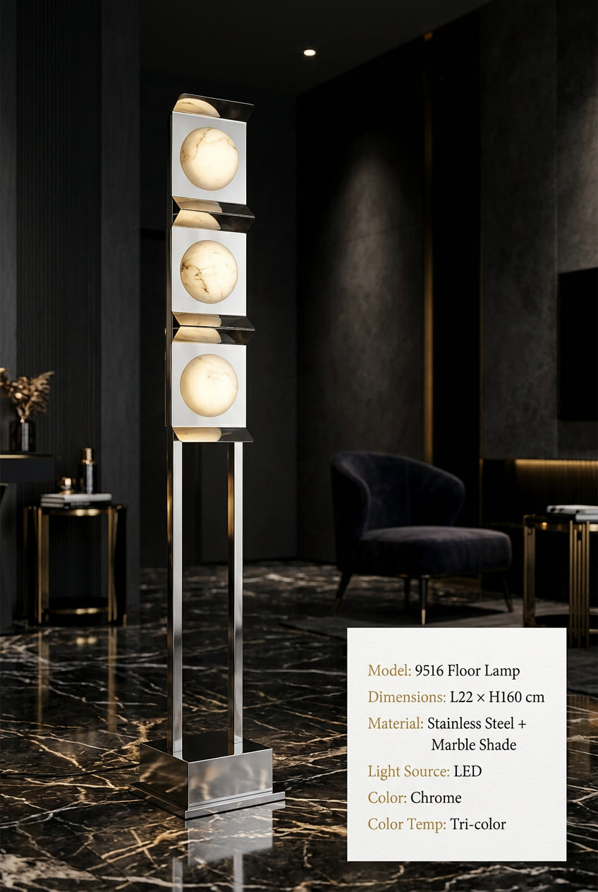 STELO Steel & Marble Floor Lamp