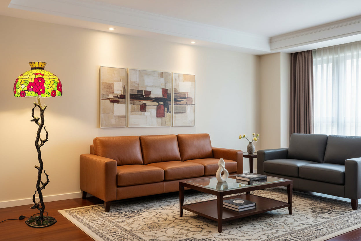 European Retro Glass Floor Lamp