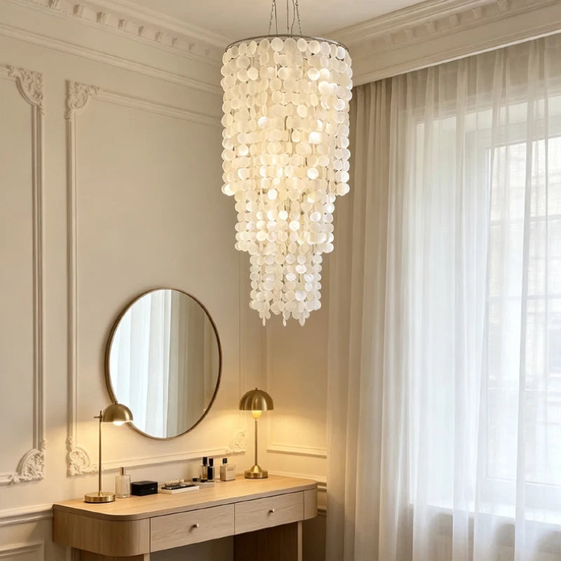 TELLINA Natural Shell 9-Light Chandelier