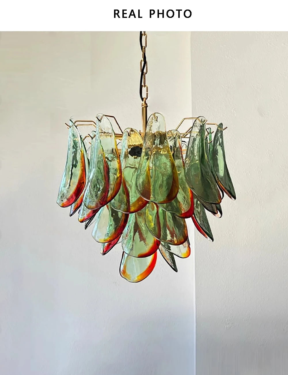Aurora Leaf Art Glass Chandelier