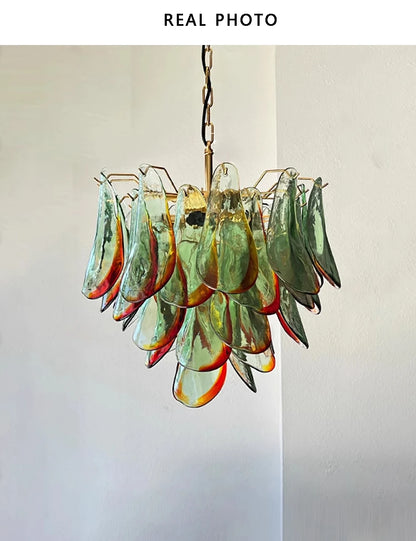 Aurora Leaf Art Glass Chandelier