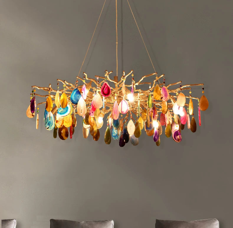 CALCEDONIA Agate Slice Ring Chandelier