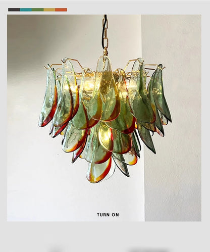 Aurora Leaf Art Glass Chandelier