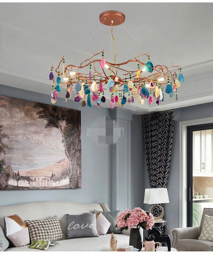 CALCEDONIA Agate Slice Ring Chandelier