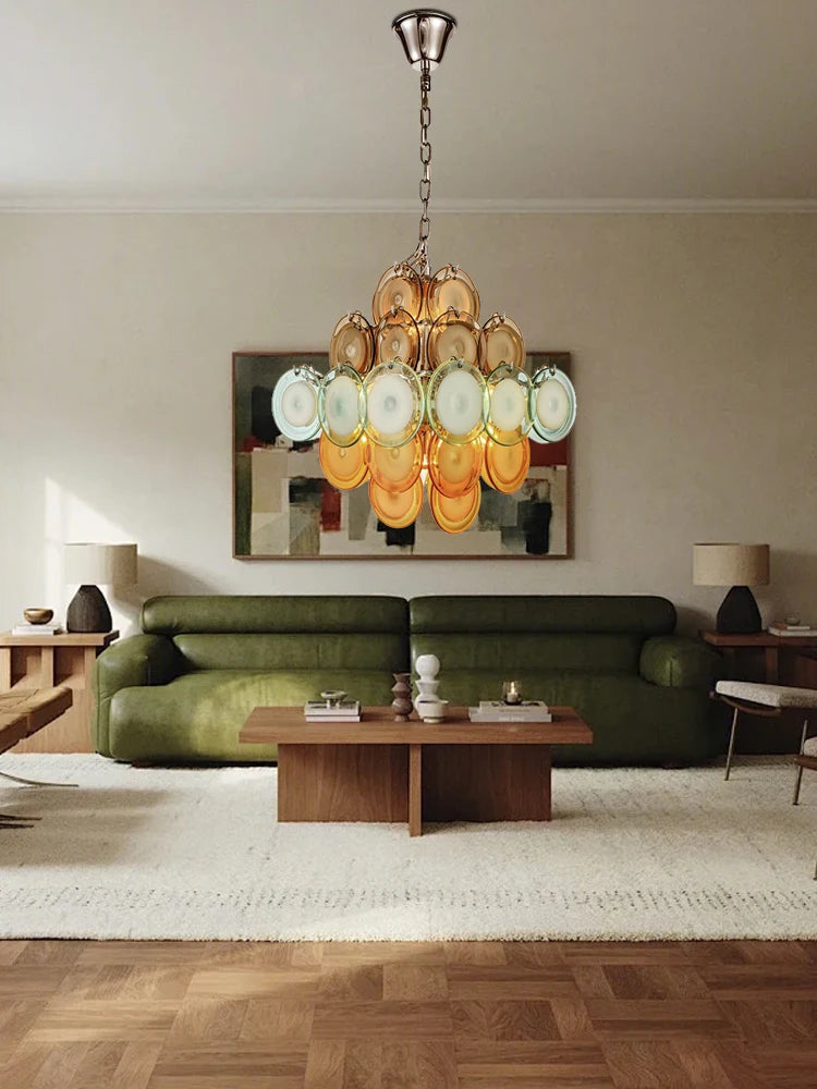 Aurora Disc Art Deco Crystal Chandelier