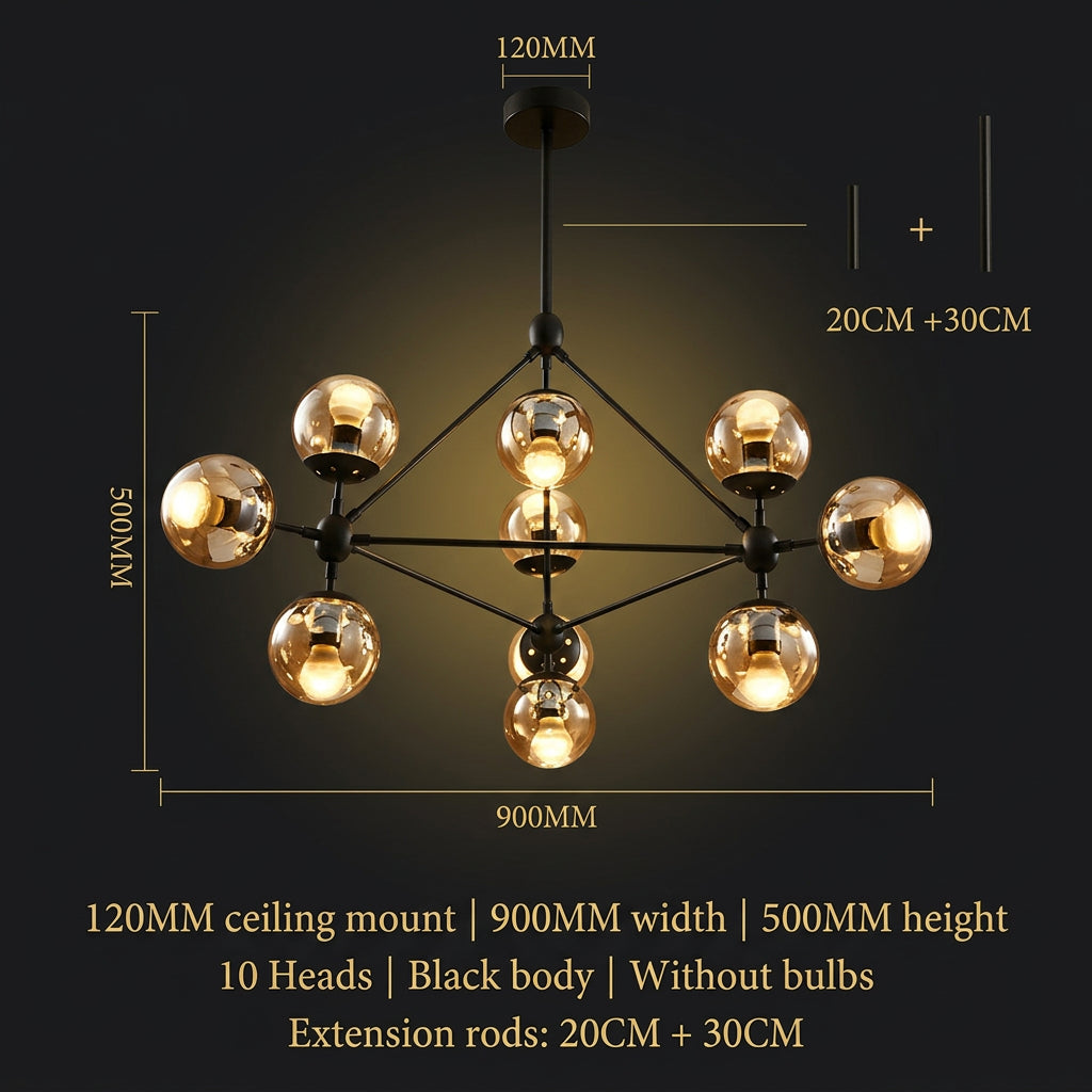 PERLAGE Glass Globe Cluster Chandelier