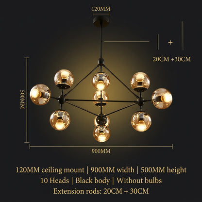 PERLAGE Glass Globe Cluster Chandelier