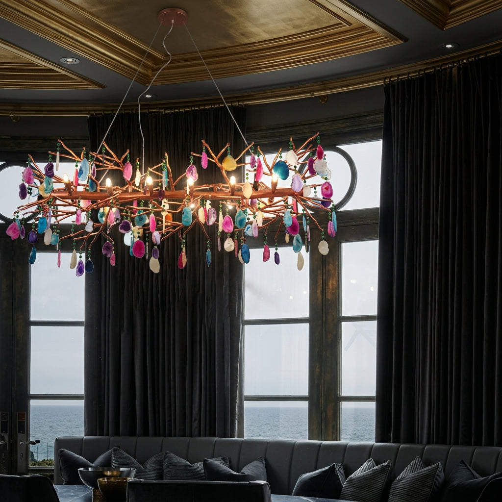 CALCEDONIA Agate Slice Ring Chandelier