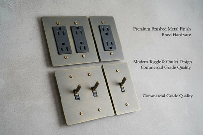  Solid Brass Light Switch 2-Gang
