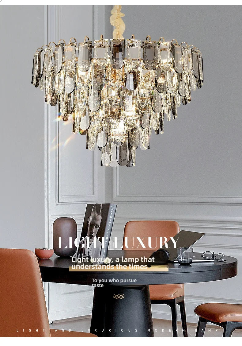 Lustro Cascade Crystal Feather Chandelier