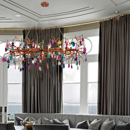 CALCEDONIA Agate Slice Ring Chandelier