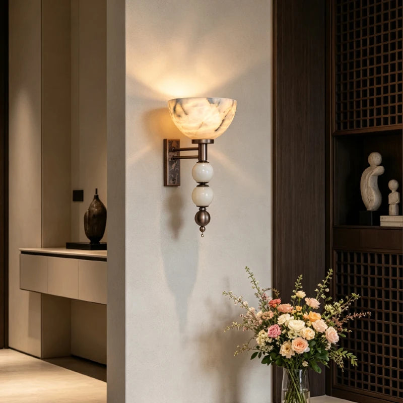 VENATA Marble-Look Art Deco Wall Sconce