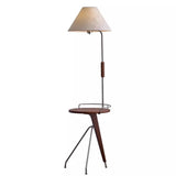 TAVOLA Solid Wood Floor Lamp with Side Table