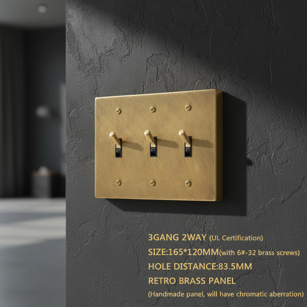 Retro Brass Panel Plate Toggle