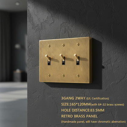 Retro Brass Panel Plate Toggle