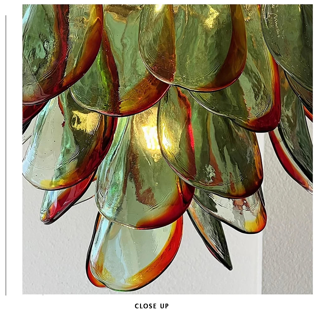 Aurora Leaf Art Glass Chandelier