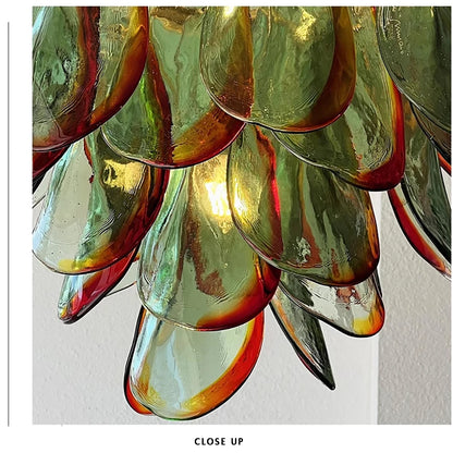 Aurora Leaf Art Glass Chandelier