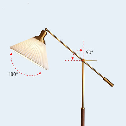 HALDEN Nordic Walnut & Gold Floor Lamp