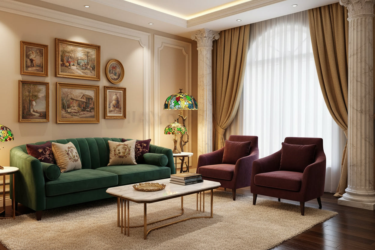 European Retro Glass Floor Lamp