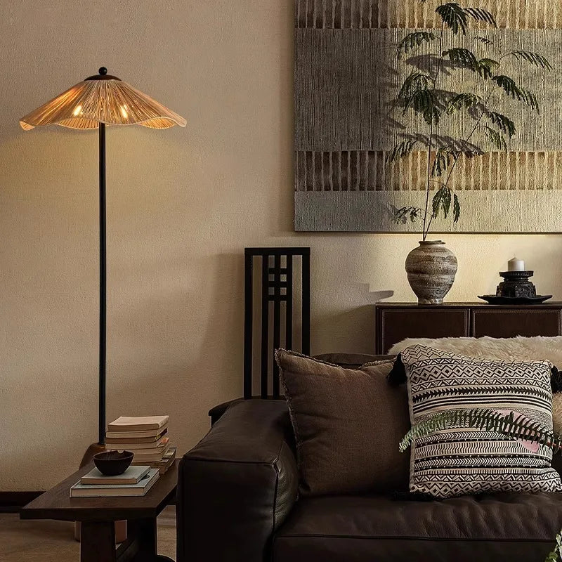 PAGLINA Wabi-Sabi Straw Dome Floor Lamp