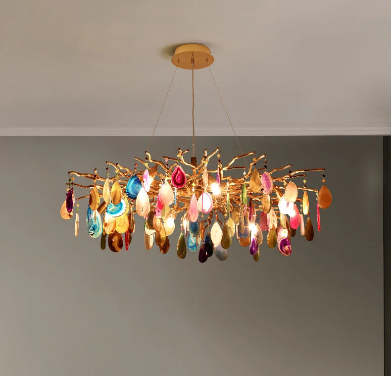 CALCEDONIA Agate Slice Ring Chandelier