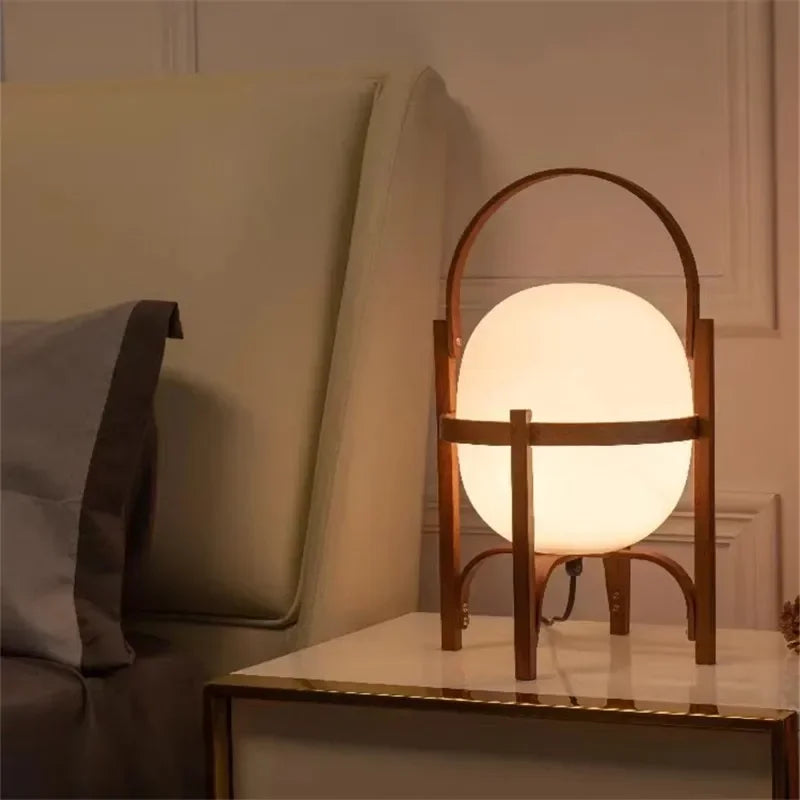 Cesta Wooden Lantern Table Lamp